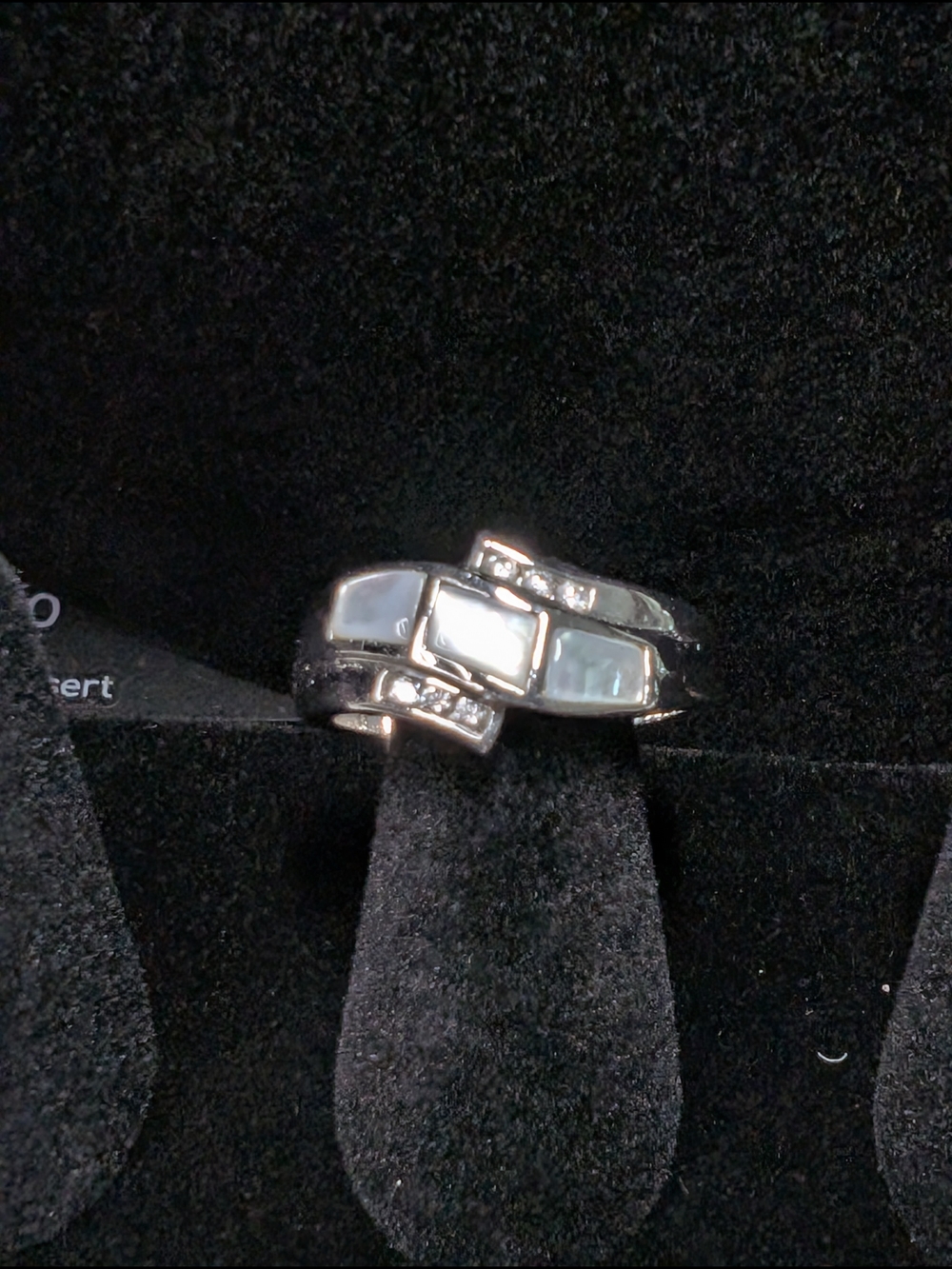 Silver Mother-of-Pearl Inlay Ring with Accent Stones